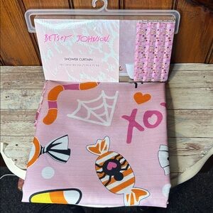 Betsey Johnson Pink and Orange Candy Shower Curtain